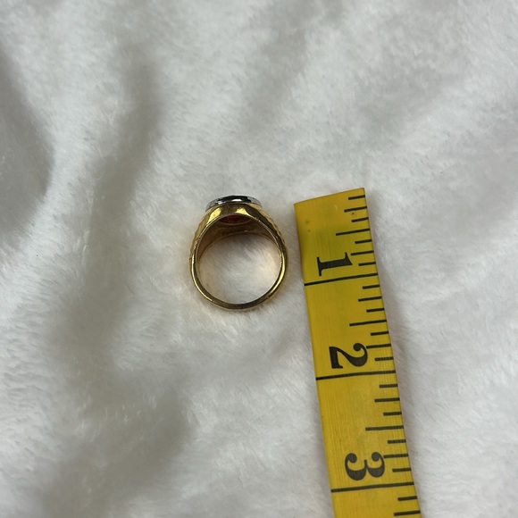 14k.t. G.E. Espo - joseph esposito garnet with pave diamond circle gold ring - Picture 9 of 14